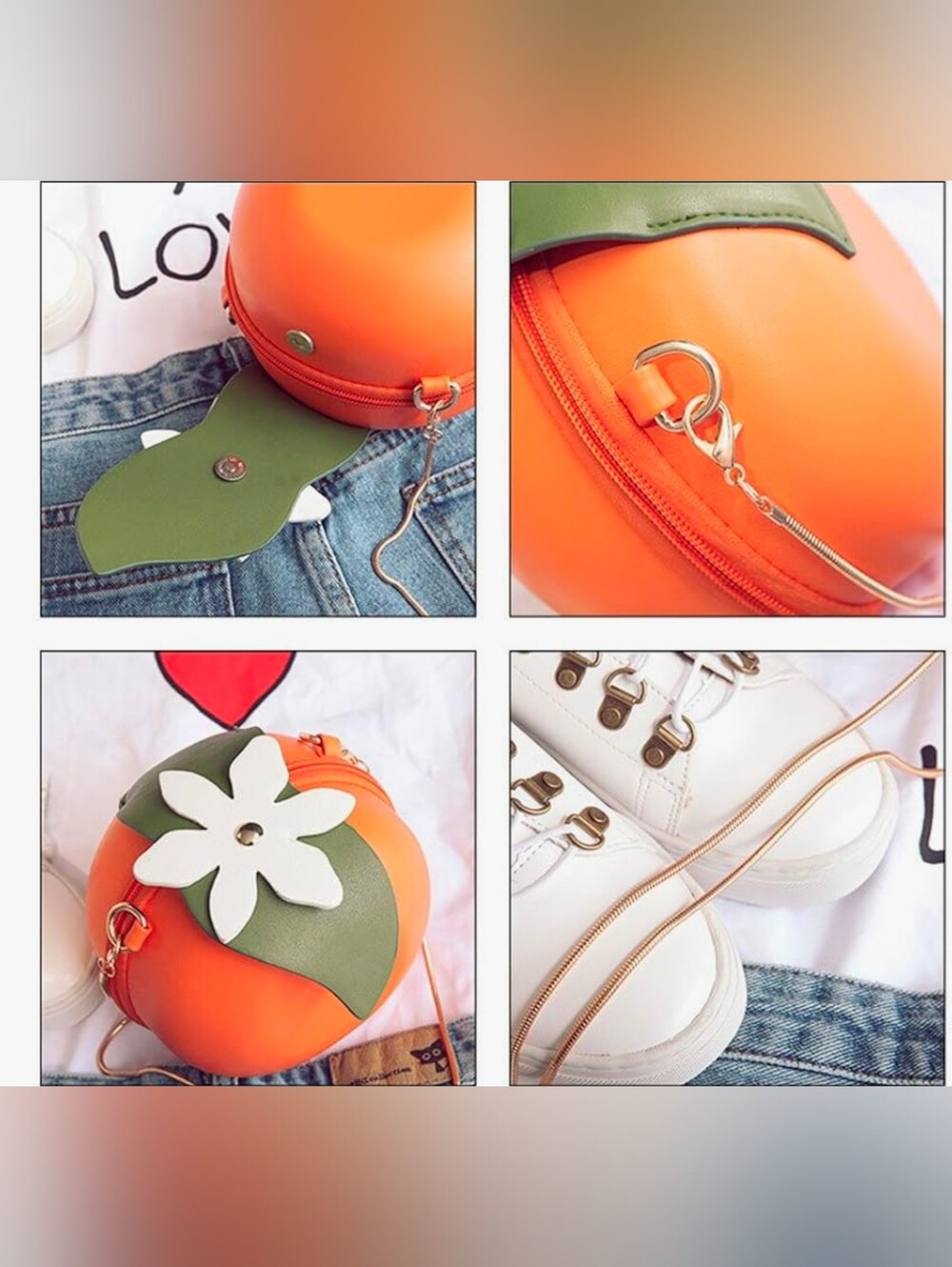Milata Novelty Orange Shaped Crossbody Clutch Purse - Picture 6 of 11